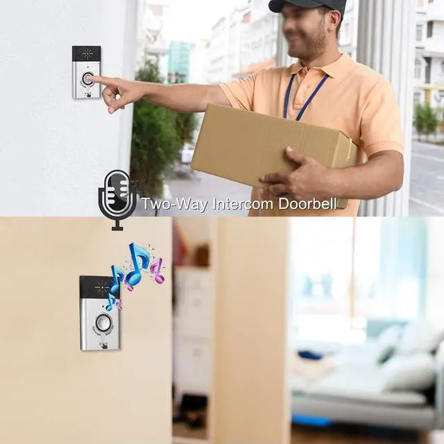 Alt view image 2 of 7 - Smart Voice Doorbell, Two Way Voice Intercom for Home and Office Long Distance and Clear Voice Home Security Easy Install, White (Without Battery)