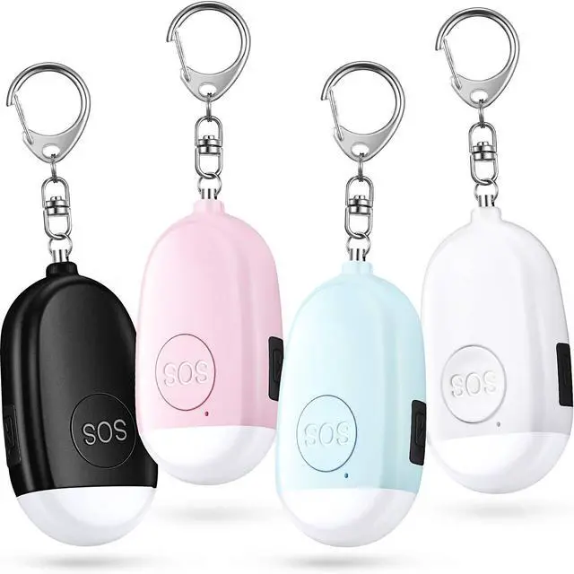 Main image of 4 Pieces Personal Security Alarm Keychain 130 dB Safety Alarm Self Siren Song Keychain with USB Rechargeable LED Flashlight for Women Kids Children Elders Men