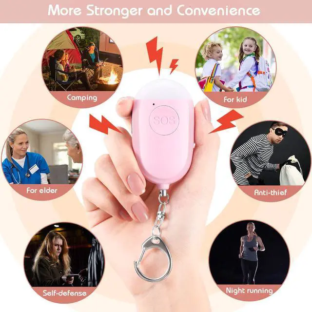Alt view image 5 of 7 - 4 Pieces Personal Security Alarm Keychain 130 dB Safety Alarm Self Siren Song Keychain with USB Rechargeable LED Flashlight for Women Kids Children Elders Men