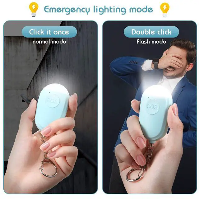 Alt view image 7 of 7 - 4 Pieces Personal Security Alarm Keychain 130 dB Safety Alarm Self Siren Song Keychain with USB Rechargeable LED Flashlight for Women Kids Children Elders Men