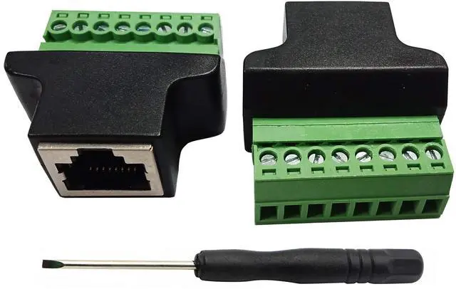 Main image of Vszerda RJ45 Female Plug to 8P 8C Female Bolt Screw Type terminals Ethernet Net Network Plug Cable for AV CCTV UTP DVR Cat5 Cat5e Cat6 Cat7 in-Line Coupler 300V 8A(2 Pack/F)