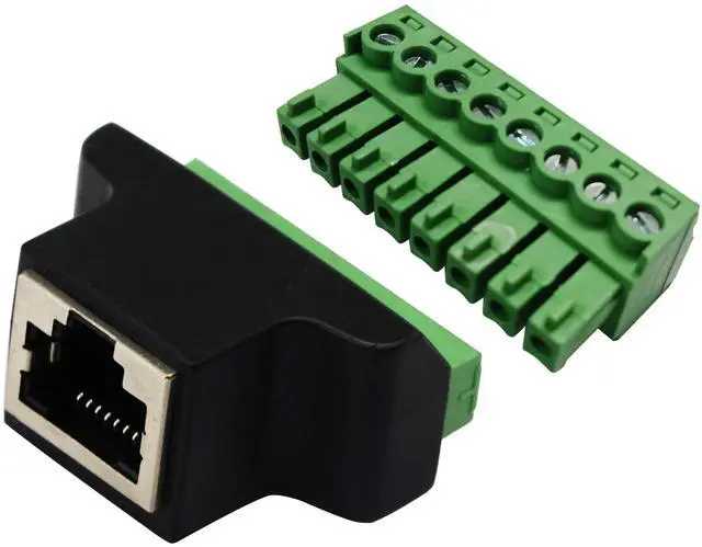 Alt view image 4 of 7 - Vszerda RJ45 Female Plug to 8P 8C Female Bolt Screw Type terminals Ethernet Net Network Plug Cable for AV CCTV UTP DVR Cat5 Cat5e Cat6 Cat7 in-Line Coupler 300V 8A(2 Pack/F)