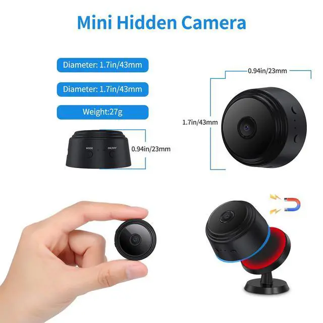 Alt view image 7 of 7 - Small Camera for Spying Room Camera Secret Mini Spy Hidden House Small Nanny Cam with Phone App Video Recording Live Feed Night Vision Pet Baby Monitor