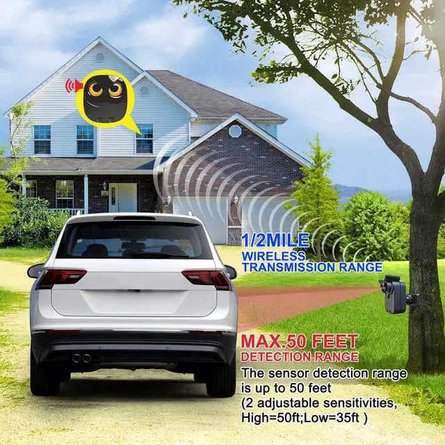 Alt view image 4 of 7 - Driveway Alarm- 1/2 Mile Long Range Wireless Driveway Alarm Outdoor Weather Resistant Motion Sensor&Detector-DIY Security Alert-Monitor&Protect Outdoor/Indoor Property - 1 Receiver and 2 Sensors
