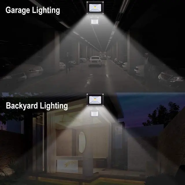 Alt view image 6 of 7 - Motion Sensor Flood Lights Outdoor,10W Induction LED Lamp, IP65 Waterproof Spotlight,6500K LED Sensor Light,Security Light with US 3-Plug (Daylight White-Black)