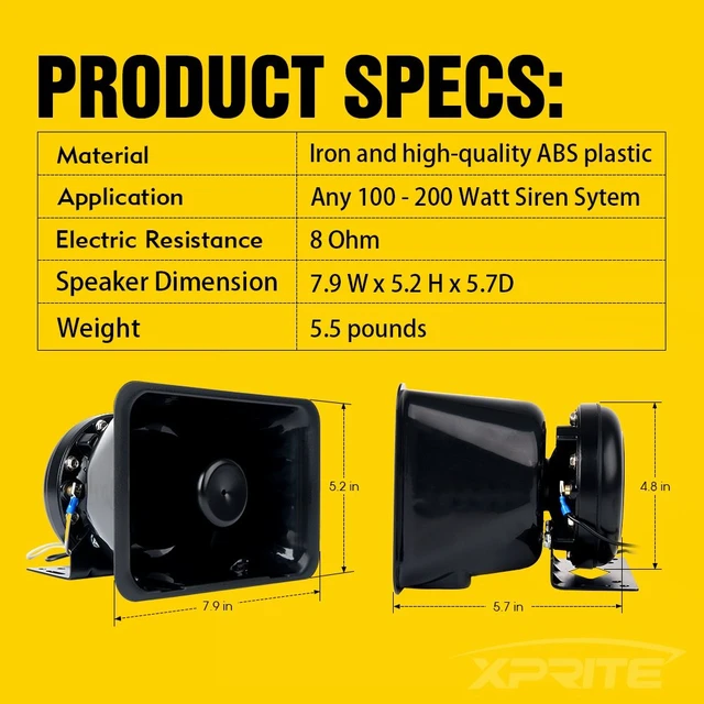 Alt view image 4 of 4 - Compact 200 Watt High Performance Siren Speaker (Capable with Any 100-200 Watt Siren)