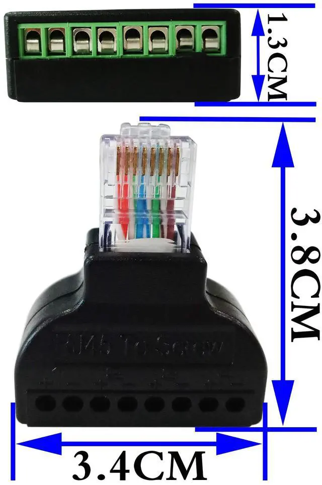 Alt view image 2 of 7 - Vszerda RJ45 Male Plug to 8P 8C Female Bolt Screw Type terminals Ethernet Gold Plated Net Network Plug Cable AV CCTV UTP Cat5 Cat6 Cat7 Connectors (1 Pack)