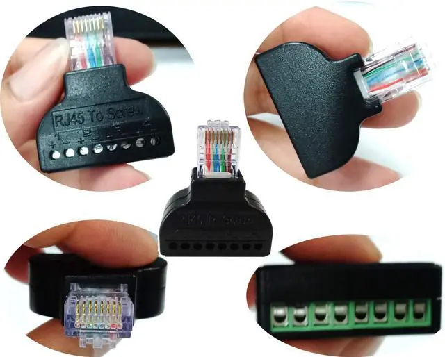 Alt view image 7 of 7 - Vszerda RJ45 Male Plug to 8P 8C Female Bolt Screw Type terminals Ethernet Gold Plated Net Network Plug Cable AV CCTV UTP Cat5 Cat6 Cat7 Connectors (1 Pack)