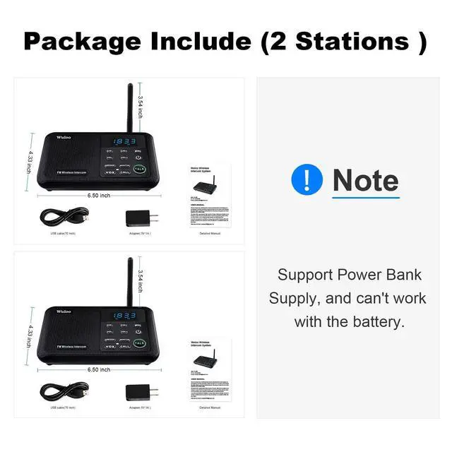 Alt view image 7 of 7 - Wuloo Intercoms Wireless for Home 1 Mile Range 22 Channel 100 Digital Code Display Screen, Wireless Intercom System for Home House Business Office, Room to Room Intercom Communication(2Stations,Black)