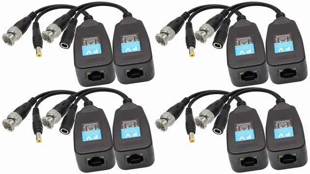 Main image of BUCIER Video Balun RJ45 to BNC Transceiver Transmitter HD-CVI/TVI/AHD/CVBS with DC Power Connector for 1080P 3MP 4MP 5MP 8MP CCTV Security DVR Surveillance Camera System (4Pairs)