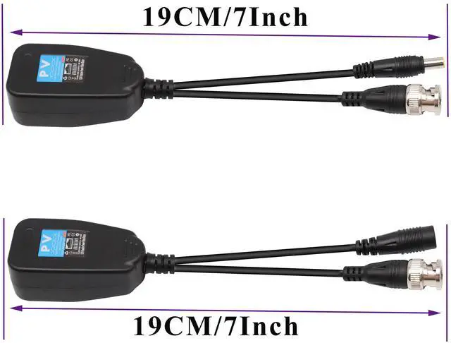 Alt view image 2 of 7 - BUCIER Video Balun RJ45 to BNC Transceiver Transmitter HD-CVI/TVI/AHD/CVBS with DC Power Connector for 1080P 3MP 4MP 5MP 8MP CCTV Security DVR Surveillance Camera System (4Pairs)