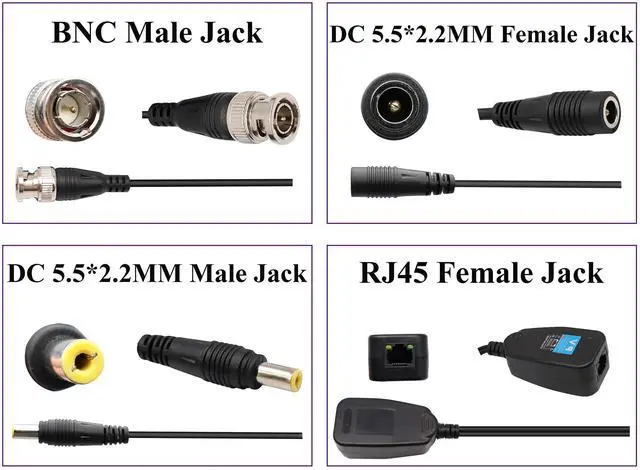 Alt view image 6 of 7 - BUCIER Video Balun RJ45 to BNC Transceiver Transmitter HD-CVI/TVI/AHD/CVBS with DC Power Connector for 1080P 3MP 4MP 5MP 8MP CCTV Security DVR Surveillance Camera System (4Pairs)