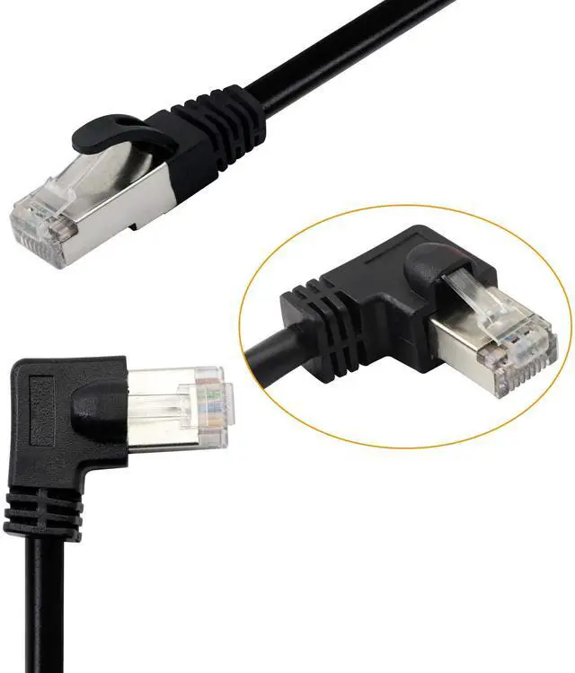 Alt view image 2 of 5 - BUCIER Cat5 Ethernet Cable,RJ45 Male to Male 90 Degree Internet Network LAN Cable Patch Cord for PC, Router, Modem, Printer, Xbox, PS4-1.5FT (Angle Right)