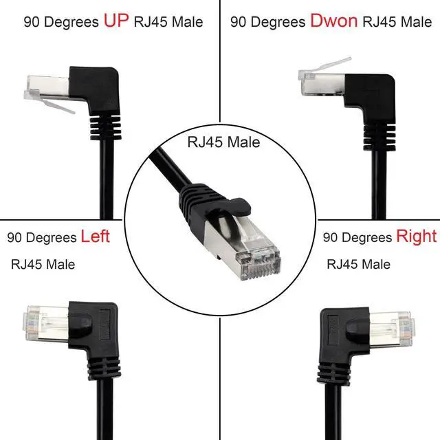 Alt view image 3 of 5 - BUCIER Cat5 Ethernet Cable,RJ45 Male to Male 90 Degree Internet Network LAN Cable Patch Cord for PC, Router, Modem, Printer, Xbox, PS4-1.5FT (Angle Down)
