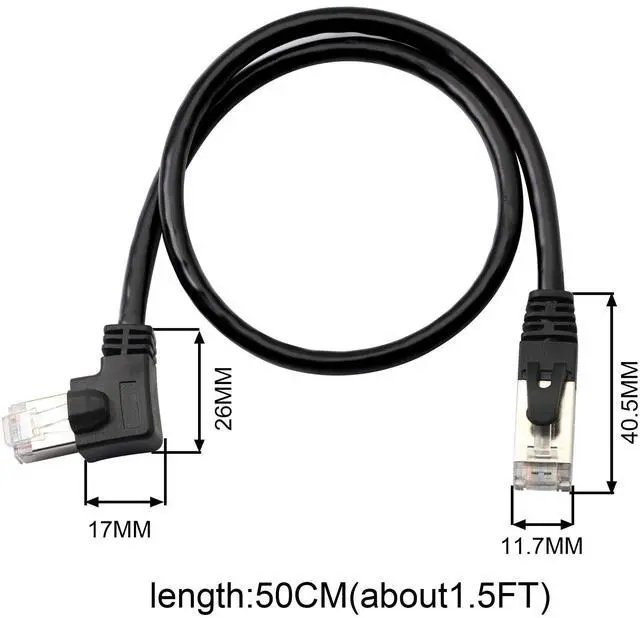 Alt view image 4 of 5 - BUCIER Cat5 Ethernet Cable,RJ45 Male to Male 90 Degree Internet Network LAN Cable Patch Cord for PC, Router, Modem, Printer, Xbox, PS4-1.5FT (Angle Right)