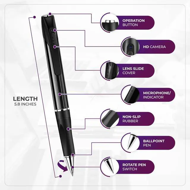 Alt view image 2 of 7 - Spy Pen Cameras with Audio and Video Recording Pen - Mini Spy Camera Pen Camera - Spy Cam Hidden Camera Pen - Mini Body Camera Pen Recorder - Spy Cameras Nanny Cam 1080p Pocket Camera Spy Gear