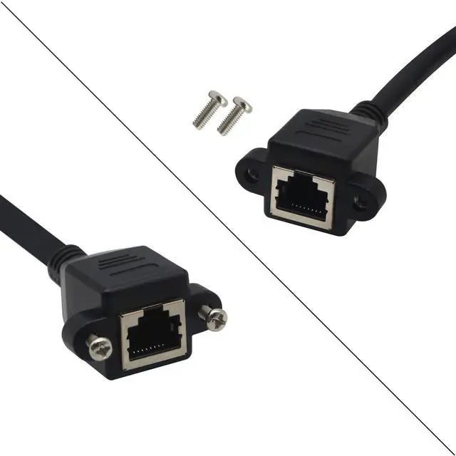 Alt view image 4 of 7 - BUCIER Panel Mount RJ45,RJ45 Male to Female 90 Degree Screw Panel Mount CAT6, CAT5e, CAT5 Shielded Network LAN Extender Cord Connector (Angled Right) 60CM