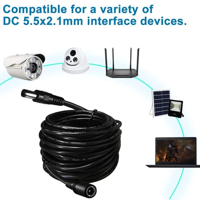 Alt view image 5 of 5 - Dc Power Extension Cable,5.5mm x 2.1mm 12v Extension Cord 6FT Security Camera Cable DC Male to Female Extender Wire for CCTV IP Indoor Camera Dvr Standalone LED Strip,DC Supply Adapter