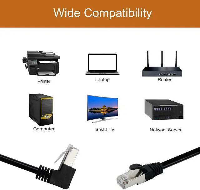 Alt view image 5 of 7 - BUCIER Cat6 Ethernet Cable 1.5 ft,90 Degree RJ45 Male to RJ45 Male Internet Extension Cable for PC, Router, Modem, Printer, Xbox, PS4(Angle Up)