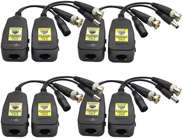 Main image of BUCIER Power Video Balun DC BNC to Cat5 RJ45 Network Transceiver HD-CVI/TVI/AHD/CVBS with DC Connector for 720P 960P 1080P 3MP 4MP 5MP 8MP CCTV Security DVR Surveillance Camera System(18cm-4Pairs)