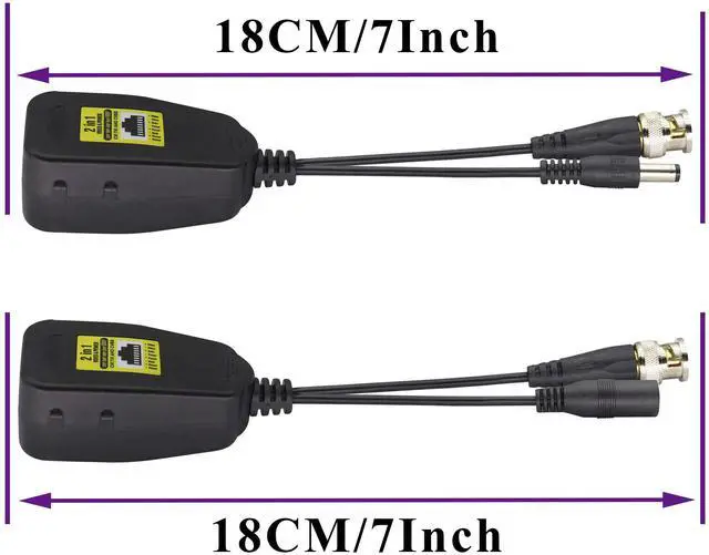 Alt view image 2 of 7 - BUCIER Power Video Balun DC BNC to Cat5 RJ45 Network Transceiver HD-CVI/TVI/AHD/CVBS with DC Connector for 720P 960P 1080P 3MP 4MP 5MP 8MP CCTV Security DVR Surveillance Camera System(18cm-4Pairs)