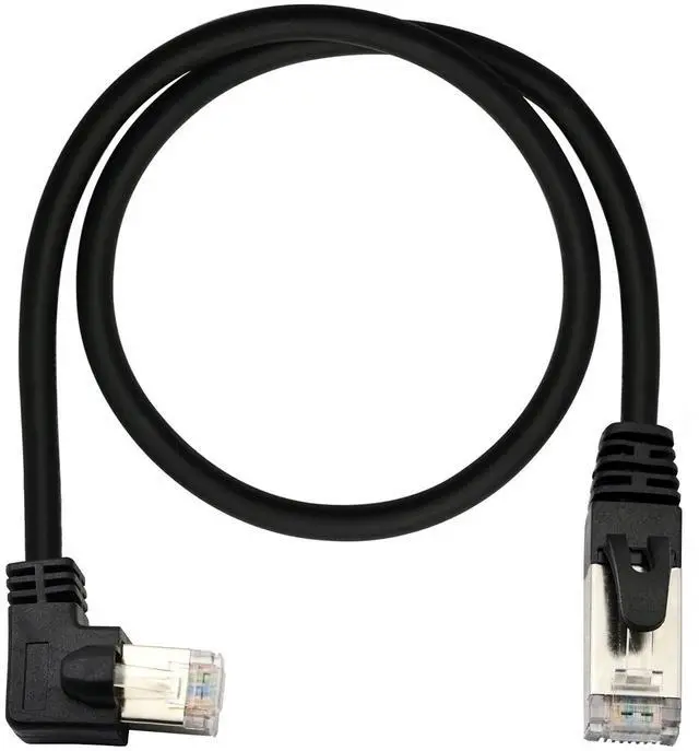 Main image of BUCIER Cat6 Ethernet Cable 1.5 ft,90 Degree RJ45 Male to RJ45 Male Internet Extension Cable for PC, Router, Modem, Printer, Xbox, PS4(Angle Left)