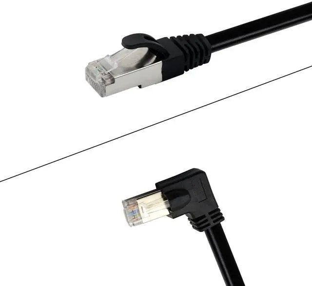 Alt view image 7 of 7 - BUCIER Cat6 Ethernet Cable 1.5 ft,90 Degree RJ45 Male to RJ45 Male Internet Extension Cable for PC, Router, Modem, Printer, Xbox, PS4(Angle Left)