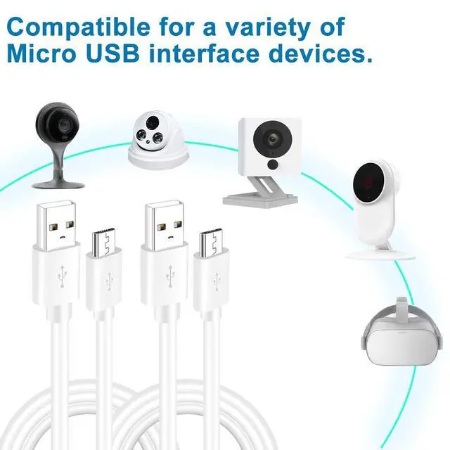Alt view image 5 of 6 - 2PCS 10FT USB Power Extension Cord Compatible with Wyze-Cam, WyzeCam Pan,Yi Cam,YI Dome Home Camera,Oculus Go,Kasa,Nest Cam,Netvue,Blink,Furbo Dog,Security Surveillance Camera Charging Cable