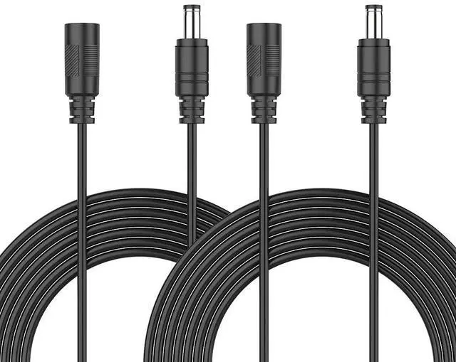 Main image of 2-Pack 10ft DC Extension Cord 5.5mm x 2.1mm, Universal DC 12V Power Extension Cable for Security Camera, LED Strip, CCTV IP Surveillance, 5V 9V 24V 12 Volt Male to Female Plug Supply Adapter