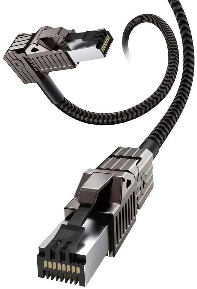 Main image of CAT8 Ethernet Cable, Hagibis 360° LAN Network Cable with Zinc Alloy RJ45, Braided 24AWG 40Gbps 2000Mhz Patch Cord High Speed for Gaming, PS4, Xbox, Modem, Router, PC, Laptop