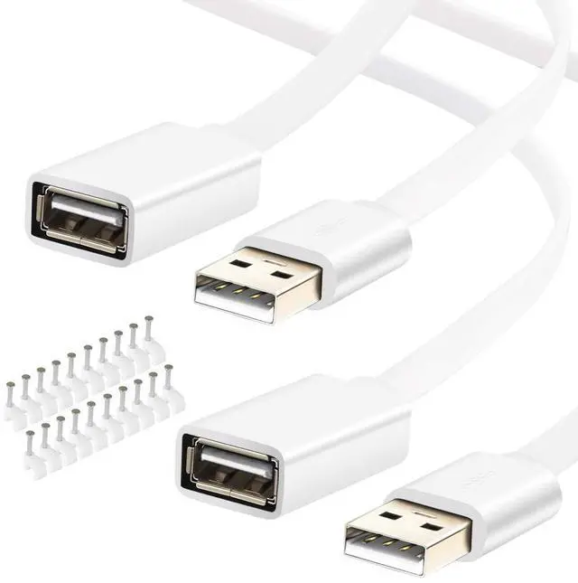Main image of 13FT 2 Pack USB Power Extension Cable for Wyze Cam,WyzeCam Pan,YI Cam,YI Dome Home,Oculus Go,Kasa,Security Camera,Furbo Dog,Nest-Cam,Arlo Pro,Blink,Netvue,Flat A-Male to A-Female Extender Cord
