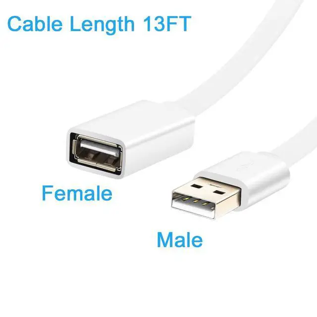 Alt view image 2 of 6 - 13FT 2 Pack USB Power Extension Cable for Wyze Cam,WyzeCam Pan,YI Cam,YI Dome Home,Oculus Go,Kasa,Security Camera,Furbo Dog,Nest-Cam,Arlo Pro,Blink,Netvue,Flat A-Male to A-Female Extender Cord