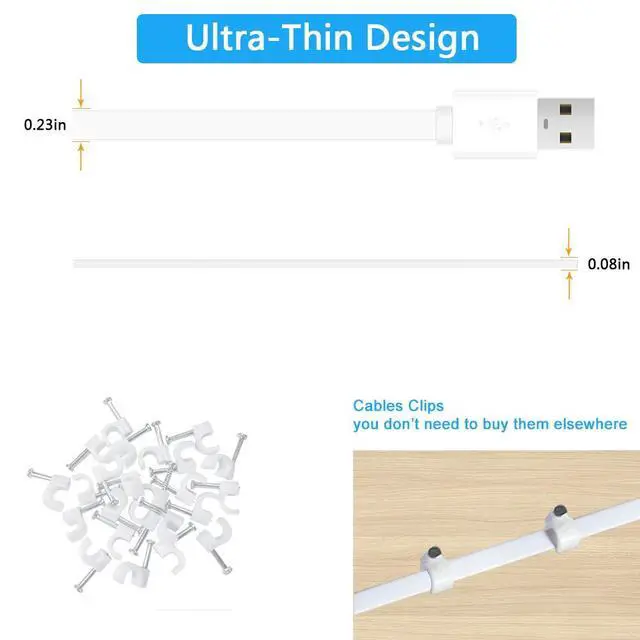 Alt view image 3 of 6 - 13FT 2 Pack USB Power Extension Cable for Wyze Cam,WyzeCam Pan,YI Cam,YI Dome Home,Oculus Go,Kasa,Security Camera,Furbo Dog,Nest-Cam,Arlo Pro,Blink,Netvue,Flat A-Male to A-Female Extender Cord