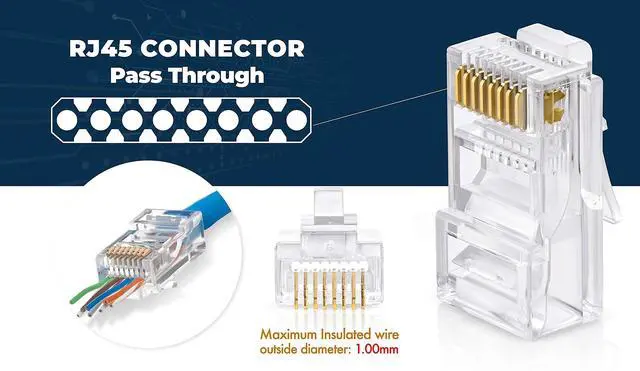 Alt view image 3 of 7 - BUCIER Bundle  2 Items: RJ45 Crimp Tool + 100 Pack of Cat5e Pass Through Connectors.