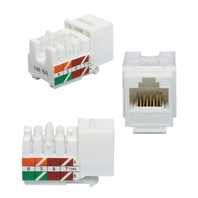 Alt view image 2 of 7 - RJ45 UL Listed Cat6A Keystone Jack 25-Pack, 10 Gbps Slim Profile Jacks | Slim Profile, UL Listed for superior safety, 90 Degree Punch Down, ideal for Patch Panel and Wall Plate