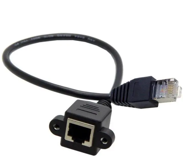 Alt view image 5 of 6 - BUCIER RJ45 8P8C FTP STP UTP Cat 5e Male to Female LAN Ethernet Network Extension Cable with Panel Mount Holes 30cm
