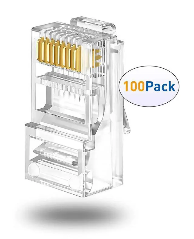 Alt view image 2 of 7 - Cat6 RJ45 Connectors 100-PACK Cat6 / Cat5e RJ45 Ends, Pass Through Ethernet Cable Crimp Connectors for Solid Wire and Standard UTP Network Cables