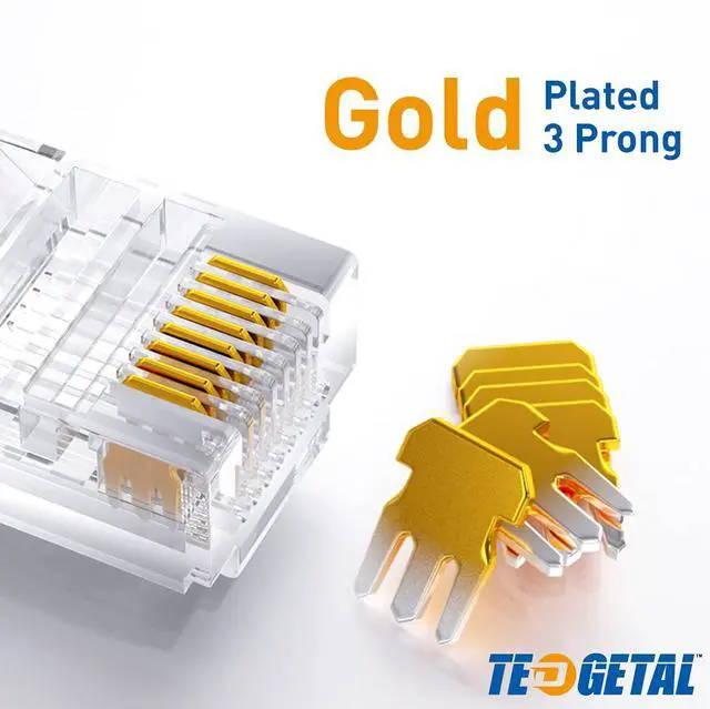 Alt view image 3 of 7 - Cat6 RJ45 Connectors 100-PACK Cat6 / Cat5e RJ45 Ends, Pass Through Ethernet Cable Crimp Connectors for Solid Wire and Standard UTP Network Cables