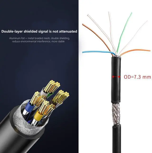 Alt view image 3 of 7 - BUCIER Cat 7 Ethernet Cable Professional Gold Plated Plug Black Ethernet Cable for Indoor Outdoor High Speed Heavy-Duty Waterproof Buried-able Dual Shielded (16.4 Feet)