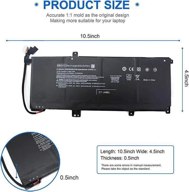 Alt view image 3 of 7 - MB04XL 844204-850 Battery for HP Envy X360 Convertible M6 M6-AQ105DX M6-AQ103DX M6-AQ003DX M6-AQ005DX M6-AR004DX 15-AQ273CL 15-AQ267CL 15-AQ005NA 15-AQ101NG 15-AQ015NR 15-AQ173CL MBO4XL 843538-541