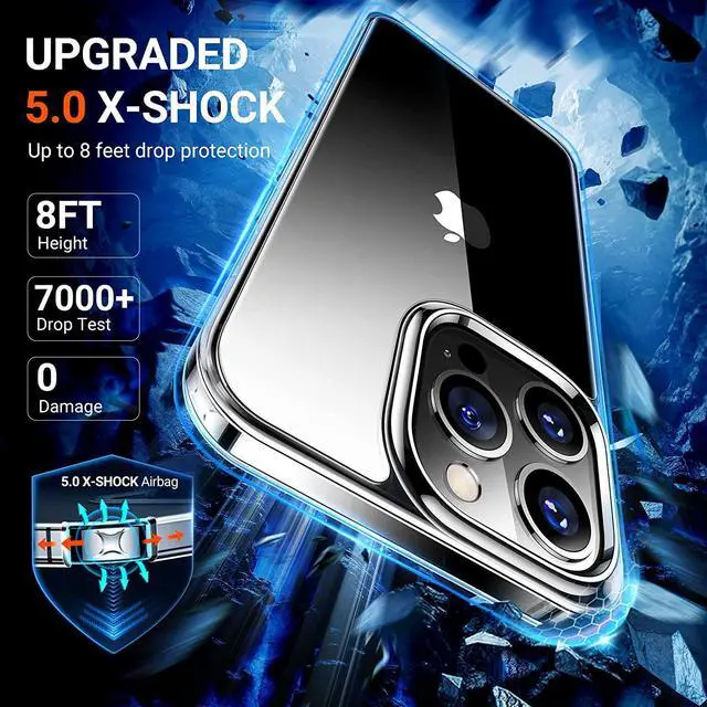 Alt view image 2 of 7 - iPhone 13 Pro Max Case New Upgraded [Diamond Clear Military] Shockproof iPhone 13 Pro Max Phone Case [5.0 X-Shock Military Grade Protective] Non-Yellowing Case iPhone 13 Pro Max 6.7'' - Clear