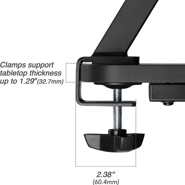 Alt view image 7 of 7 - AVLT Clamp Desk Shelf Dual 32" Monitor Clamp-On Monitor Riser with Slide-Out Holder for Convertible Laptop Tablet Smartphone (Black) - Floating Monitor Stand (Clamp-On Shelf Only)