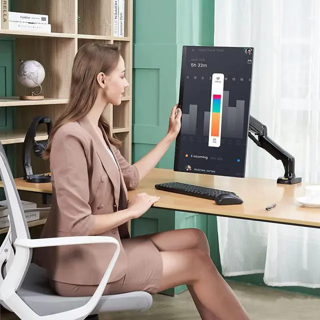 Alt view image 2 of 7 - NB North Bayou Monitor Desk Mount Stand Full Motion Swivel Monitor Arm with Gas Spring for 17-30''Computer Monitors(Within 4.4lbs to 19.8lbs) F80