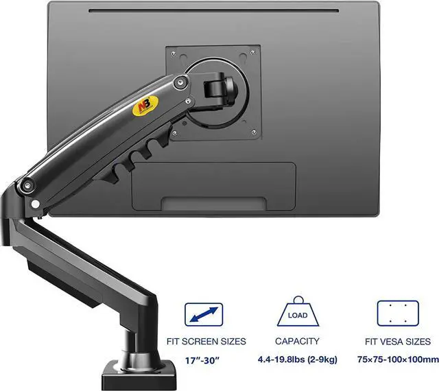 Alt view image 6 of 7 - NB North Bayou Monitor Desk Mount Stand Full Motion Swivel Monitor Arm with Gas Spring for 17-30''Computer Monitors(Within 4.4lbs to 19.8lbs) F80
