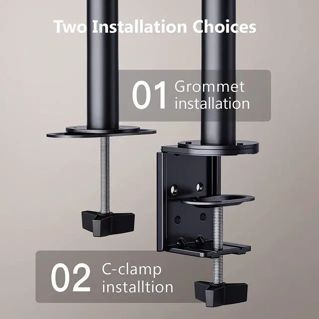 Alt view image 7 of 7 - Dual Monitor Desk Mount Fully Adjustable Dual Monitor Arm for 2 Computer Screens up to 32 inch Heavy Duty Dual Monitor Stand for Desk Holds up to 17.6 lbs per Arm Black EGCM1