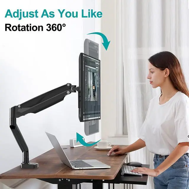 Alt view image 5 of 7 - MOUNT PRO 35 inch Single Monitor Mount Stand fits 26.4lbs Ultrawide Screen, Heavy Duty Gas Spring Monitor Arm, Premium Desk Computer VESA Mount with Height/Tilt/Swivel/Rotation Adjustable