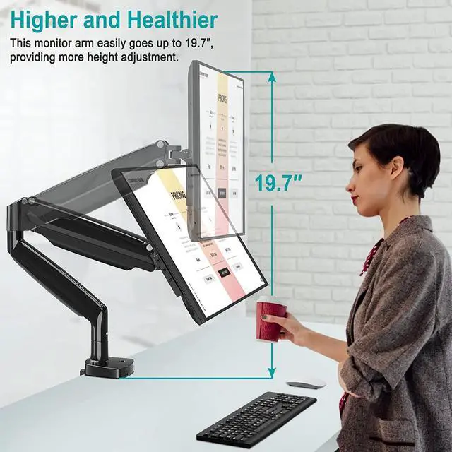 Alt view image 6 of 7 - MOUNT PRO 35 inch Single Monitor Mount Stand fits 26.4lbs Ultrawide Screen, Heavy Duty Gas Spring Monitor Arm, Premium Desk Computer VESA Mount with Height/Tilt/Swivel/Rotation Adjustable