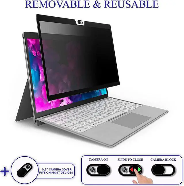 Alt view image 2 of 6 - Screen Protector Privacy Filter for Surface Pro 7 Plus, Pro 7, Pro 6, Pro 5th Gen (2017) (LTE), Pro 4, Comes with Camera Cover Slide, Provide Privacy, Anti-Blue Light and Anti-Glare