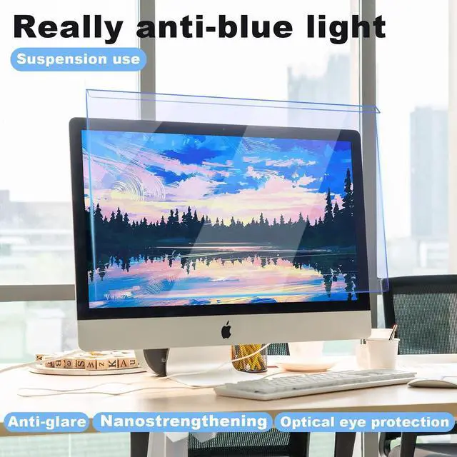 Alt view image 4 of 7 - Anti Blue Light Screen Filter, Universal Blue Light Blocking Screen Protector Panel for 23, 23.6, 23.8, 24 inches Diagonal Desktop Computer LED PC Monitor- Widescreen Monitor Frame Hanging Type