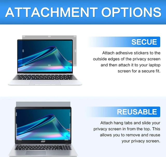 Alt view image 5 of 7 - 12.1 Inch Laptop Privacy Screen Protector for 12.1 inch 16:9 Aspect Ratio 10.55x5.94 Laptop Screen Privacy Shield and Anti Blue Light Anti Glare Screen Protector